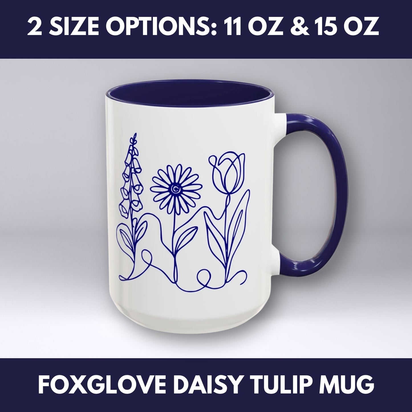 Subtle FDT Flowers Coffee Mug | Foxglove Daisy Tulip Tea Cup
