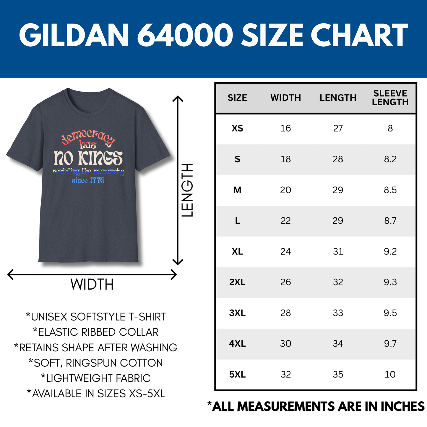 No Kings Protest T-Shirt | Patriotic Activist Apparel, Democratic Activism Rally Graphic Tee (Unisex)