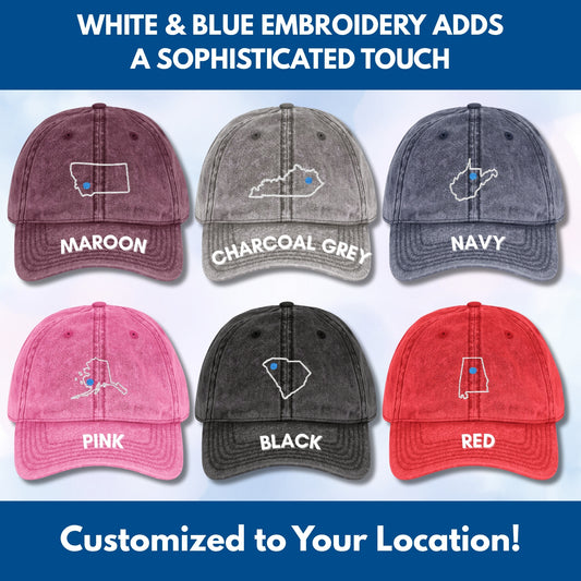 Blue Dot Red State Embroidered Vintage Dad Hat | Custom Zip Code Democratic Ball Cap