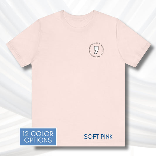 Oxford Comma Unisex Crewneck T-Shirt | Literary Apparel, English Language Tee