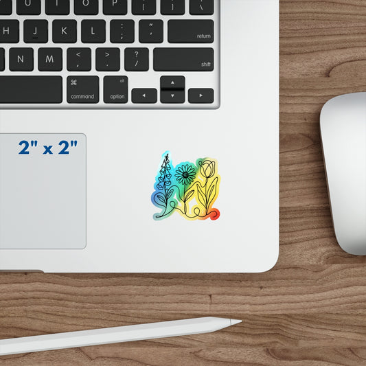 Subtle FDT Flowers Holographic Vinyl Decal | Foxglove Daisy Tulip Sticker (5 Sizes)