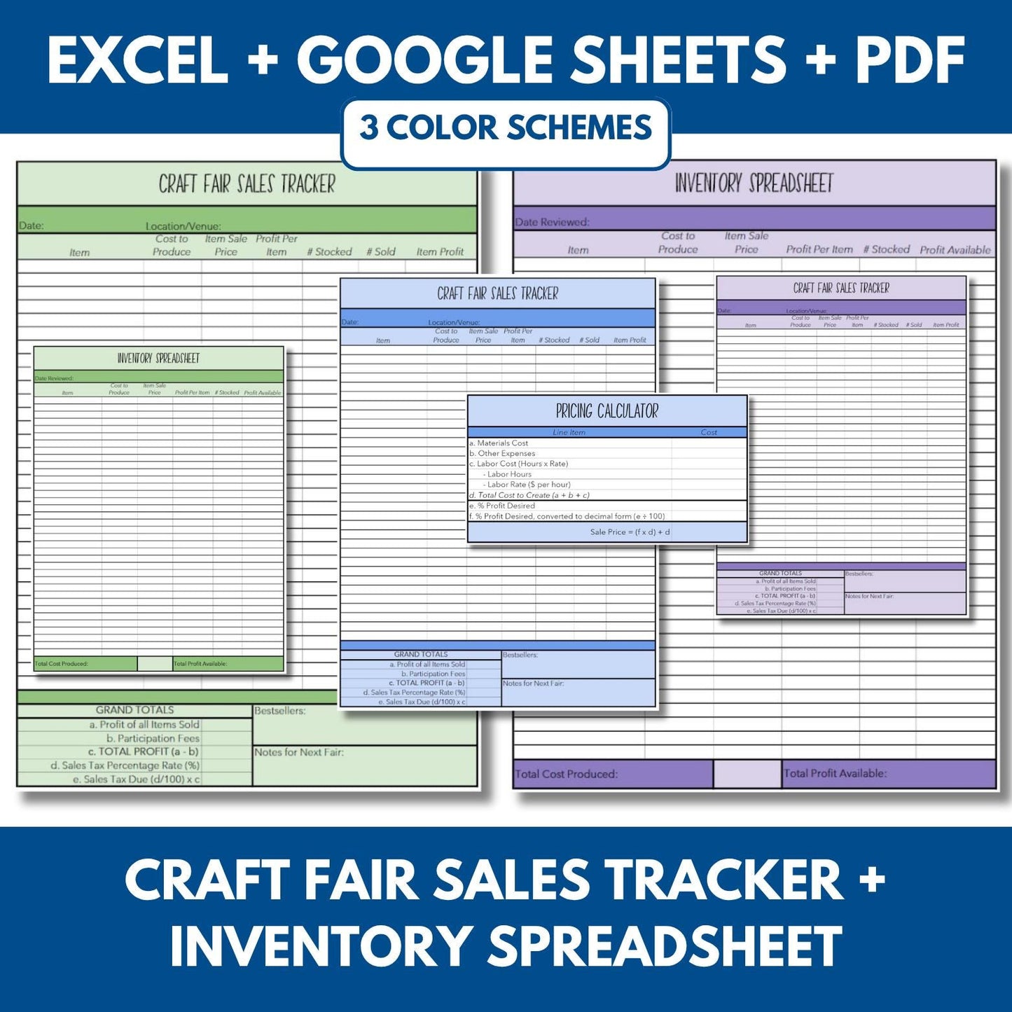 Crochet Project Planner + Craft Fair Tracker + Inventory Spreadsheet + Price Calculator (PDF, Excel, Google Sheets)