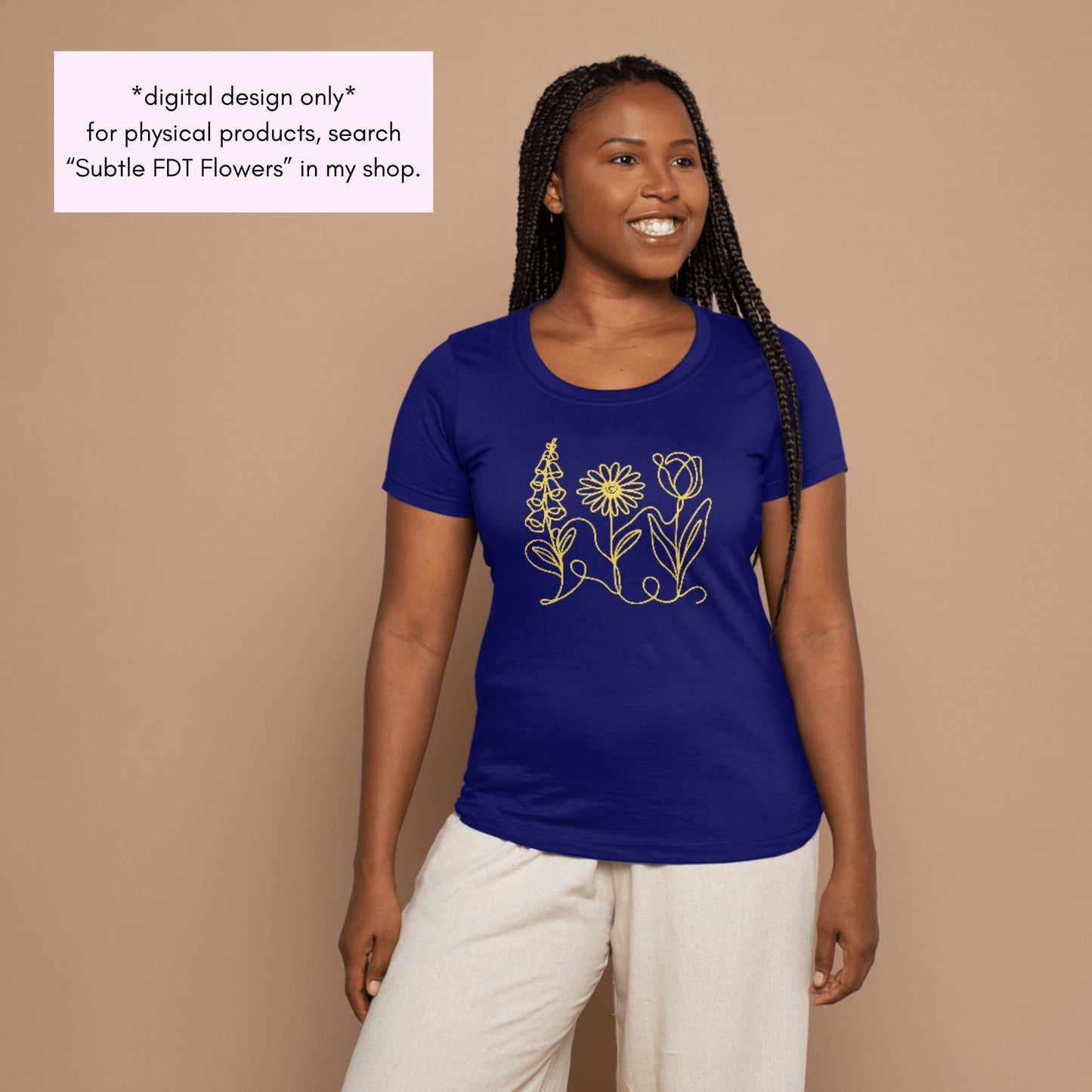 Subtle FDT Flowers Hand Drawn Clipart Bundle | Foxglove Daisy Tulip (Digital Download)