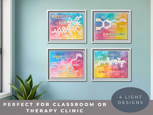 Happy Chemicals Printable Posters | Mental Health Chemistry Wall Art (Digital Download)