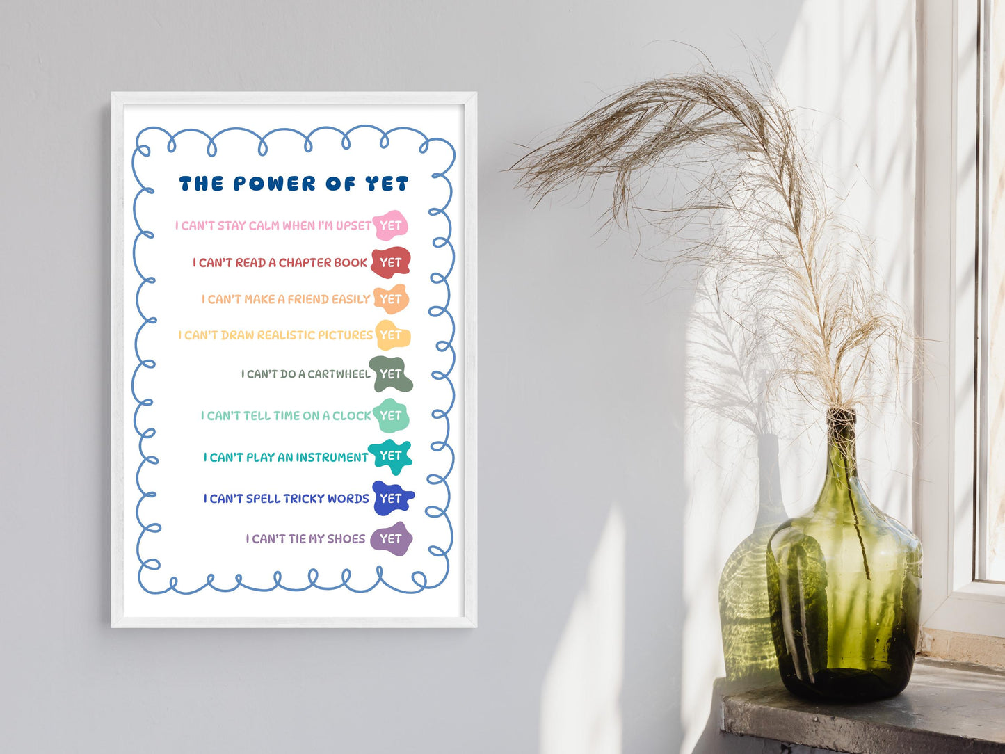 Growth Mindset Wall Art: Power of Yet, Classroom Counseling SEL Decor (Digital Download)