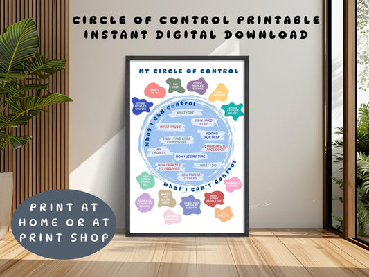 Circle of Control Poster: Kids Therapy Tool, Social Emotional Learning (Digital Download, Printable Worksheet)
