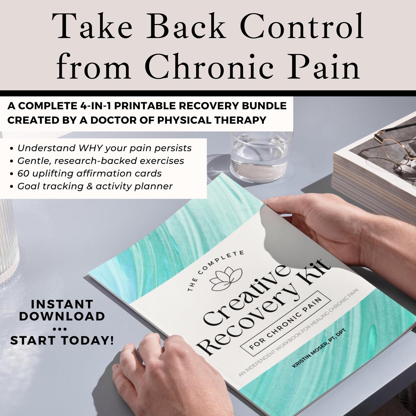 Chronic Pain Recovery Kit | Workbook, Affirmations, Planner (Digital Download Bundle)