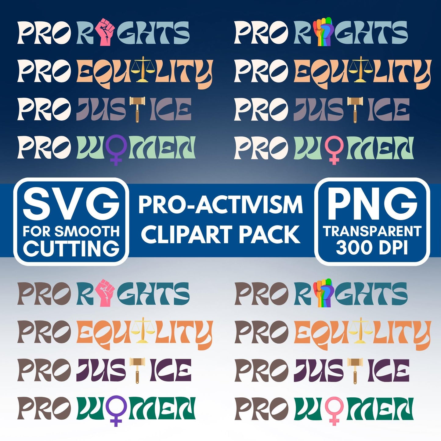 Democratic Activism Clipart Pack | Racial Equality, LGBTQIA Pride, Women's Rights (Digital Download)