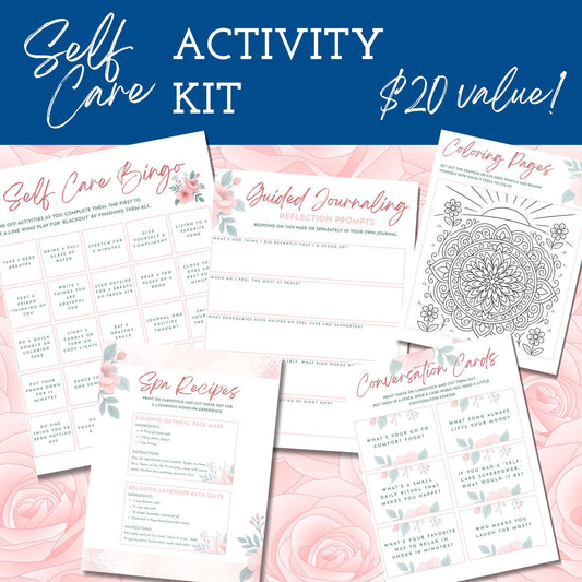 Self-Care Party Activity Kit | Printable Wellness Games, Guides, & Spa Recipes (Digital Download, PDF)
