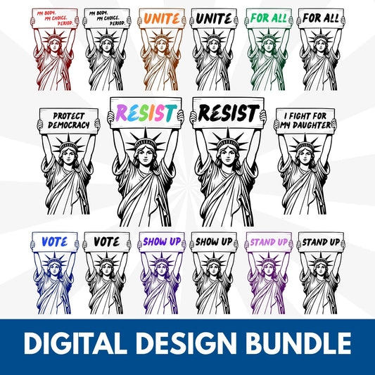 Statue of Liberty Sign Design Bundle | Political Activist Clipart (Digital Download)