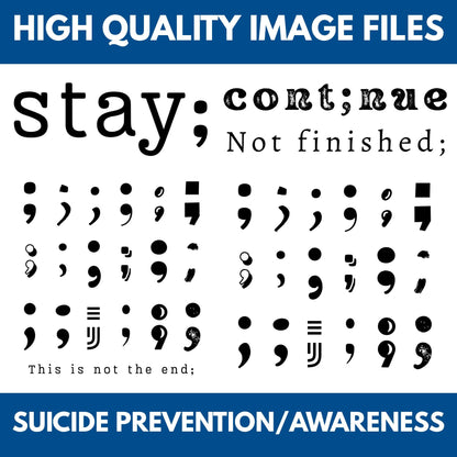 Semi-Colon Clipart Bundle | Suicide Prevention & Mental Health Awareness (Digital Download, SVG, PNG, JPG)
