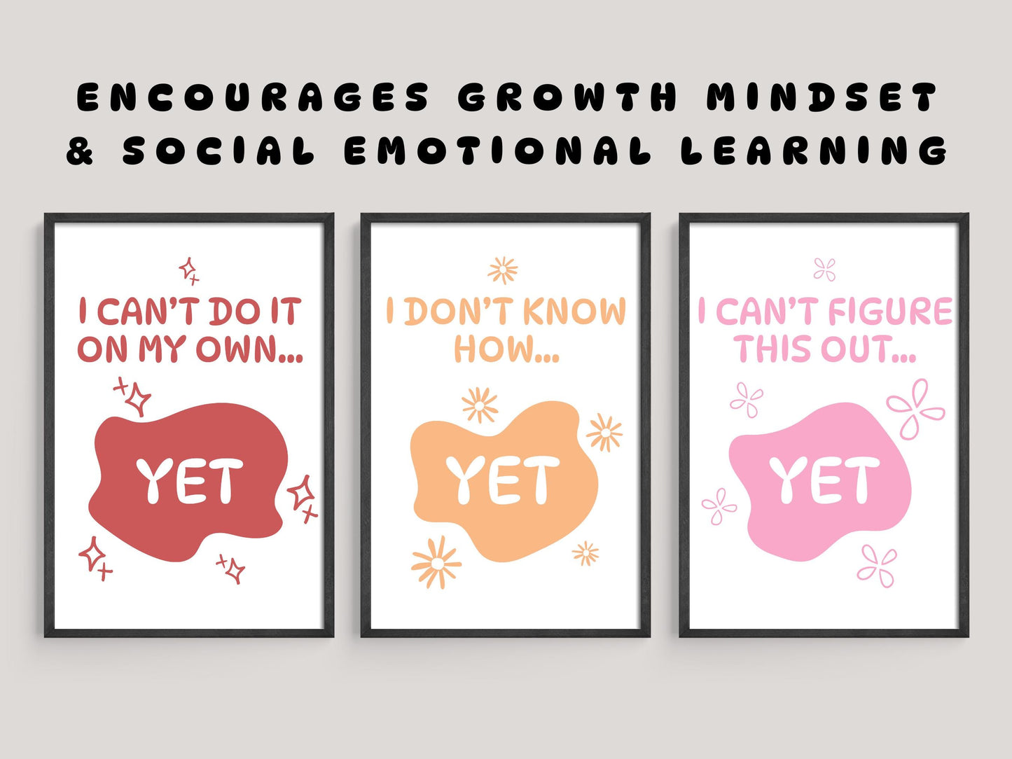 Power of Yet Wall Art | Growth Mindset & Social Emotional Learning Print Set (Digital Download)