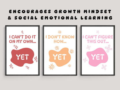 Power of Yet Wall Art | Growth Mindset & Social Emotional Learning Print Set (Digital Download)