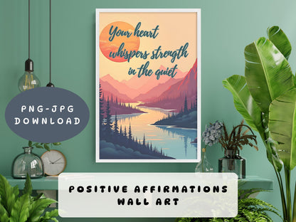 Calming Corner Mental Health Poster | Encouragement Wall Art - Quiet Strength (Digital Download)