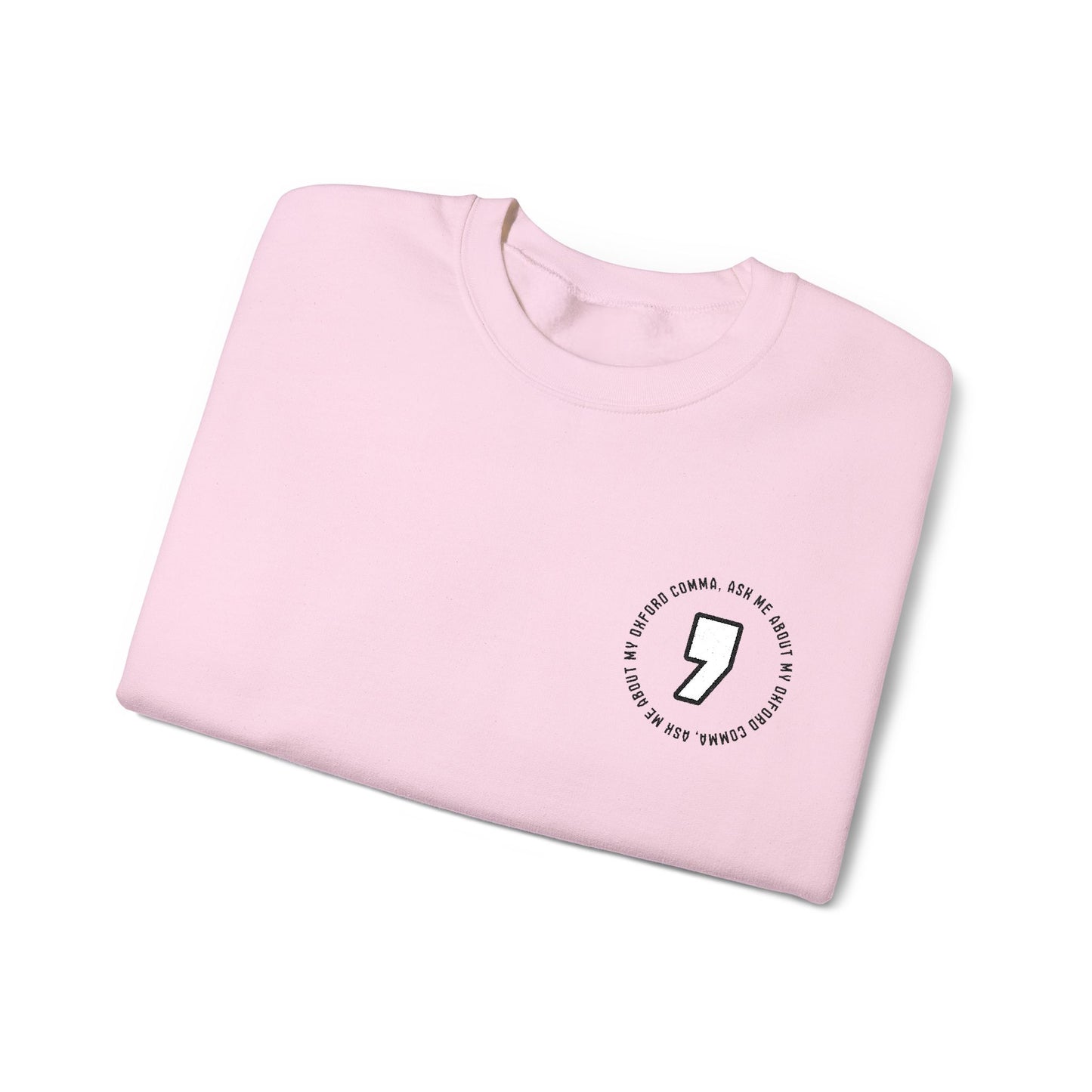 Oxford Comma Embroidered Crewneck Sweatshirt | Literary Apparel, English Language Pullover
