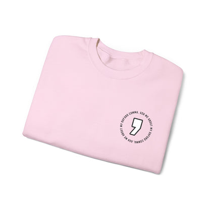 Oxford Comma Embroidered Crewneck Sweatshirt | Literary Apparel, English Language Pullover