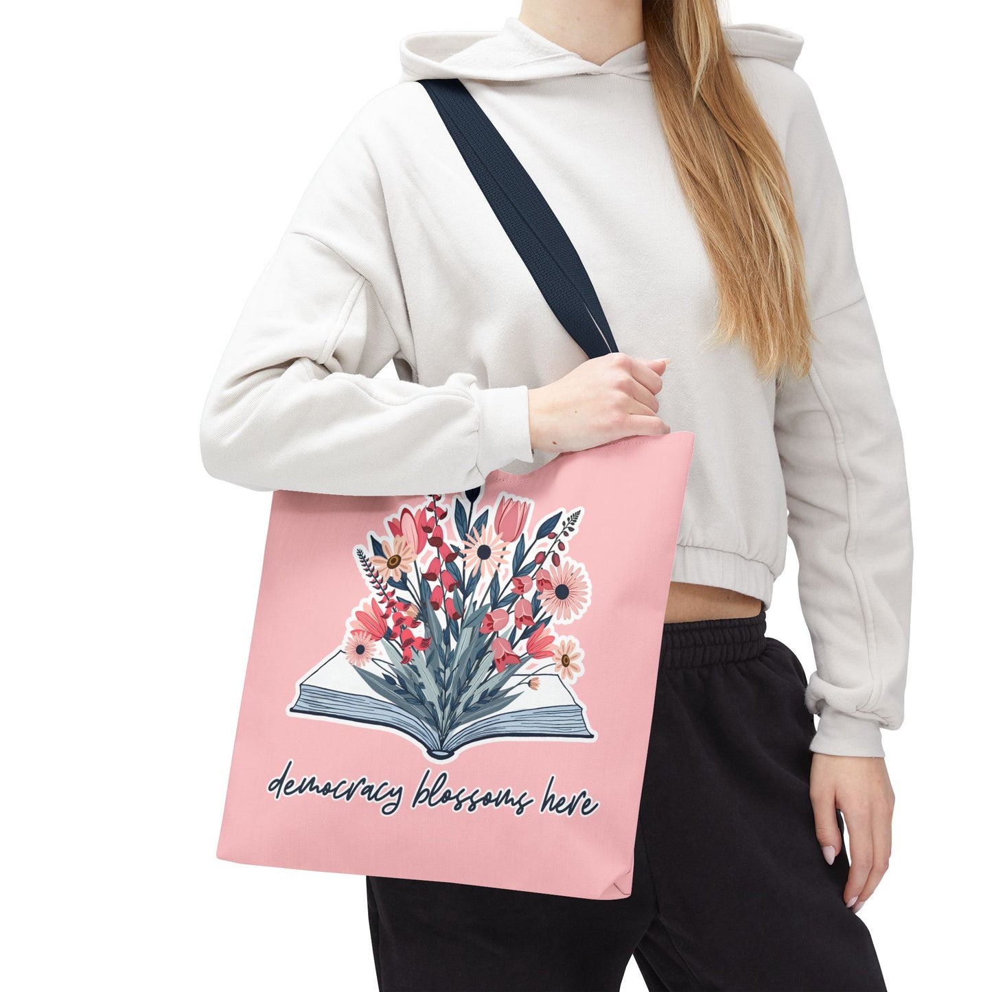 Floral Book Bouquet Library Bag | Reusable Tote - Floral Foxglove Daisy Tulip
