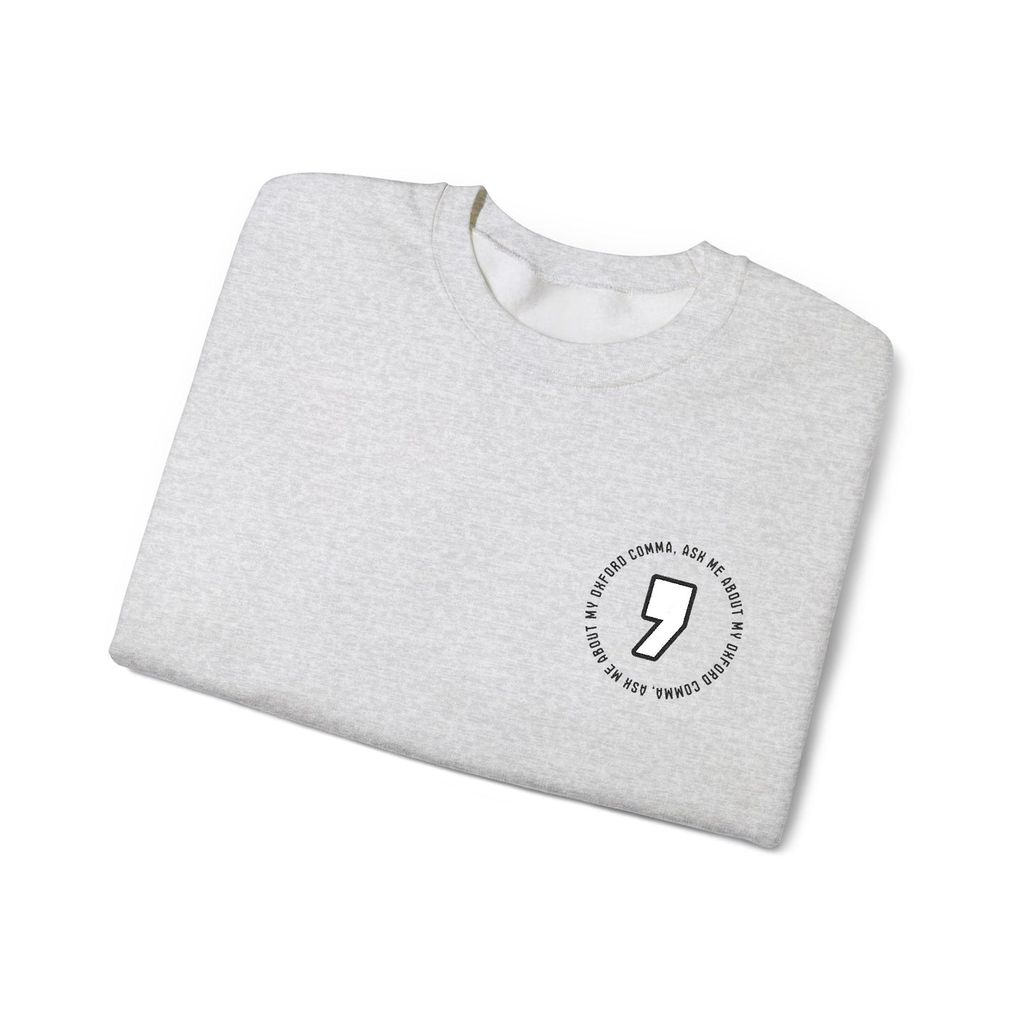 Oxford Comma Embroidered Crewneck Sweatshirt | Literary Apparel, English Language Pullover