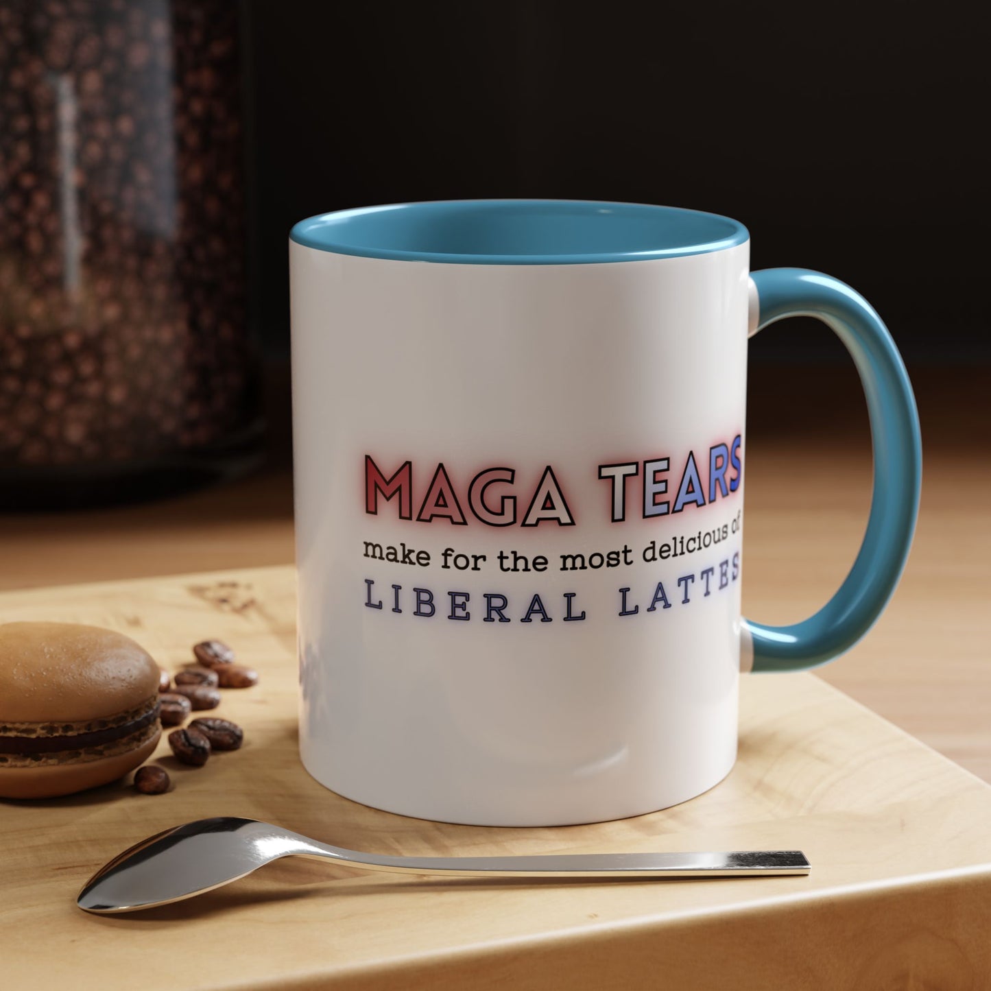 MAGA Tears Liberal Latte Coffee Mug | Color Accent Handle (11 oz or 15 oz)