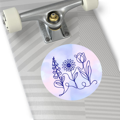 Subtle FDT Flowers Sticker | Foxglove, Daisy, Tulip, Floral Line Art Vinyl Decals