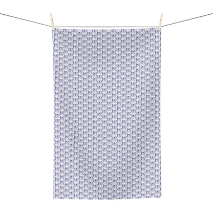 Subtle FDT Flowers Microfiber Tea Towel | Blue & White Floral, Foxglove Daisy Tulip Kitchen Towel