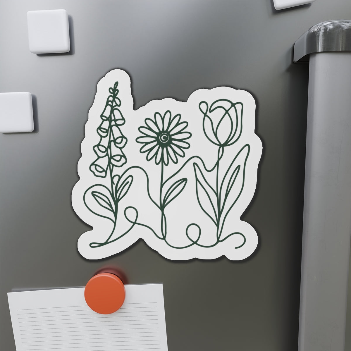 Subtle FDT Foxglove Daisy Tulip Car Magnet - Sage Green | Political Activism Car Decor