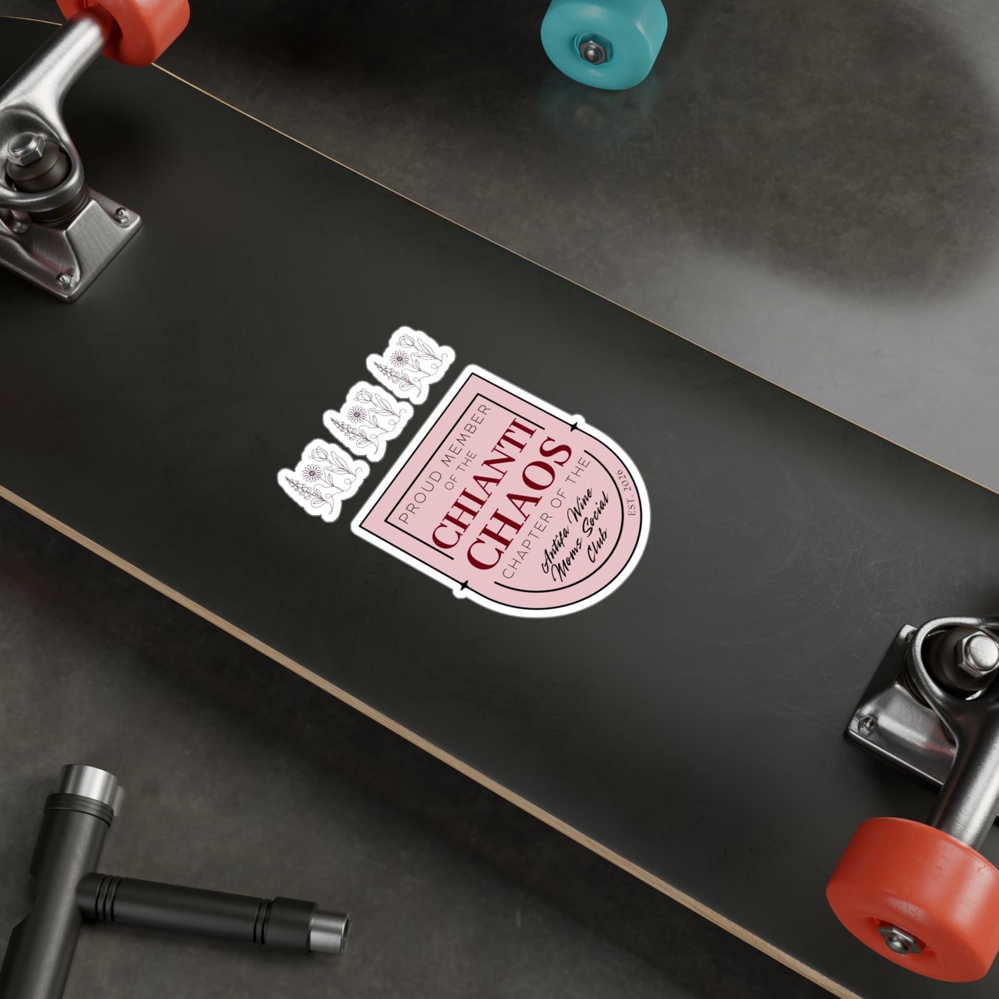 Personalizable Antifa Wine Moms Social Club Vinyl Decal | Indoor Outdoor Anti-Fascism Sticker, Democratic Activist Decor