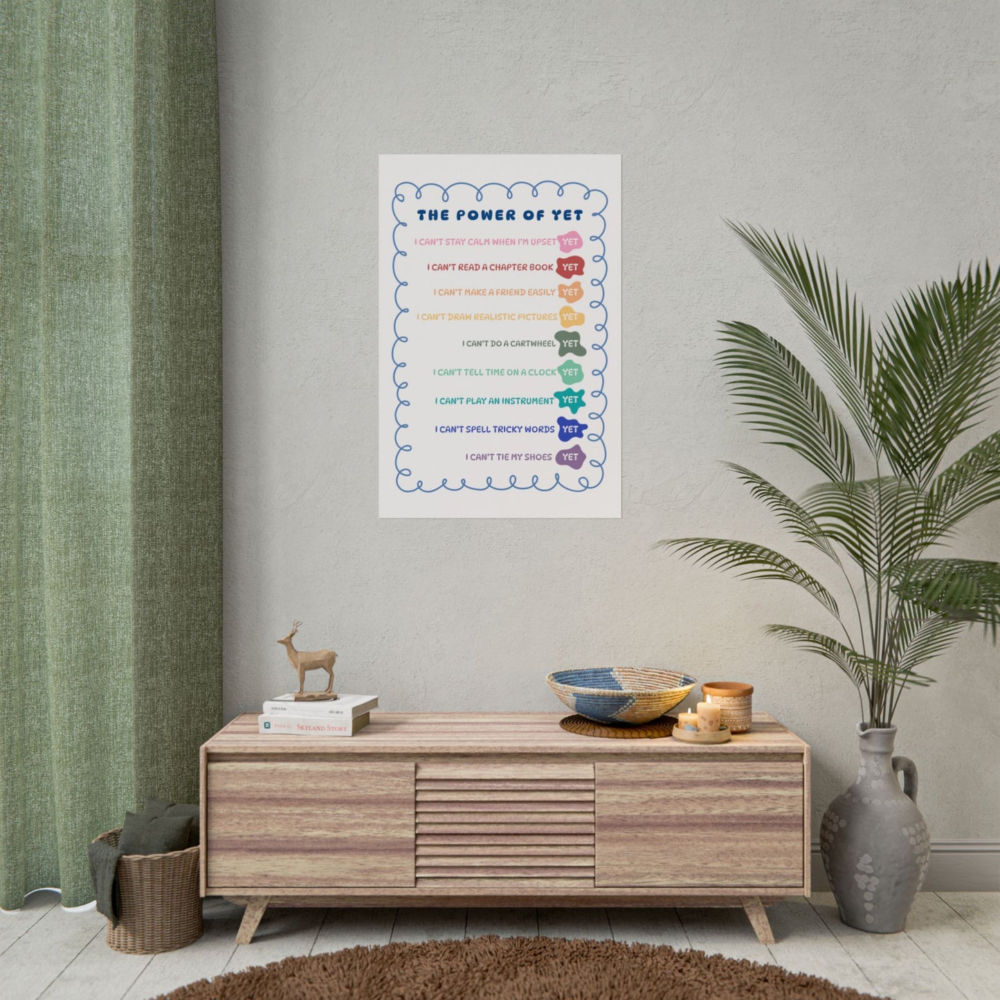 The Power of Yet Poster | Growth Mindset Therapist Classroom Decor, Positive Affirmations (Physical Item)