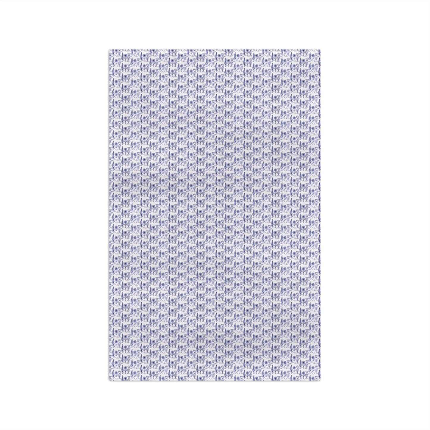 Subtle FDT Flowers Microfiber Tea Towel | Blue & White Floral, Foxglove Daisy Tulip Kitchen Towel