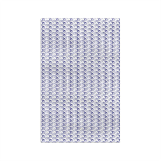 Subtle FDT Flowers Microfiber Tea Towel | Blue & White Floral, Foxglove Daisy Tulip Kitchen Towel