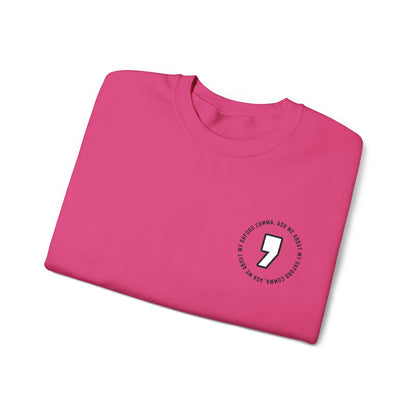 Oxford Comma Embroidered Crewneck Sweatshirt | Literary Apparel, English Language Pullover
