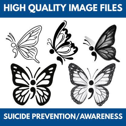 Semi-Colon Clipart Bundle | Suicide Prevention & Mental Health Awareness (Digital Download, SVG, PNG, JPG)