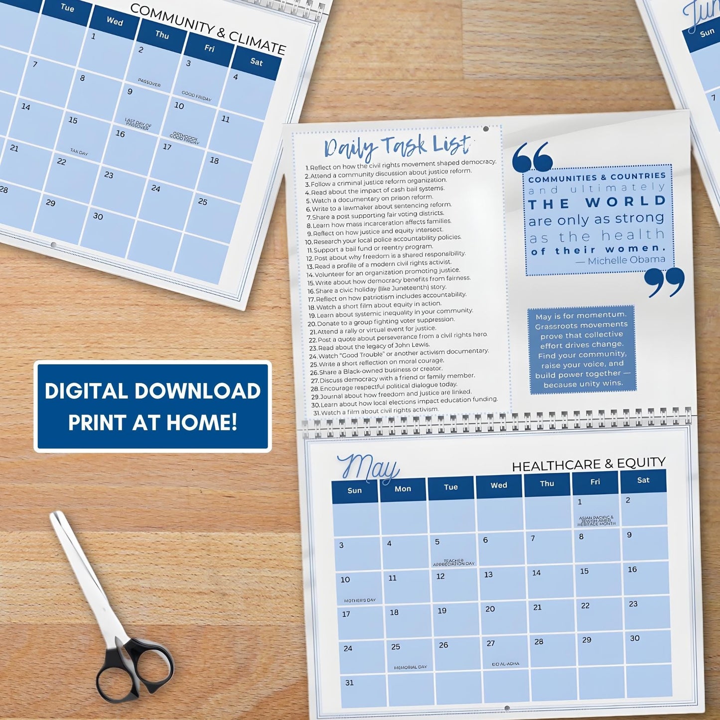 Political Activism 2026 Wall Calendar | 365 Days of Action (8.5x11 PDF, Digital Download)