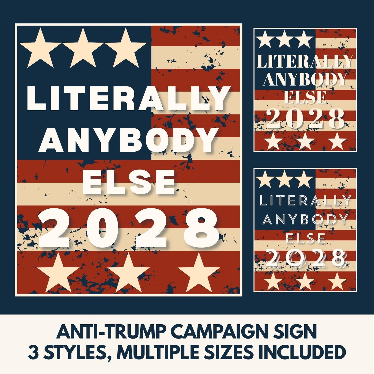 Literally Anybody Else 2028 Printable Protest Sign | Anti-Trump Campaign Poster (Digital Download)