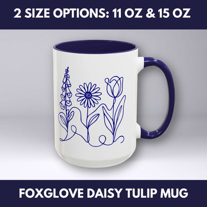 Subtle FDT Flowers Coffee Mug | Foxglove Daisy Tulip Tea Cup