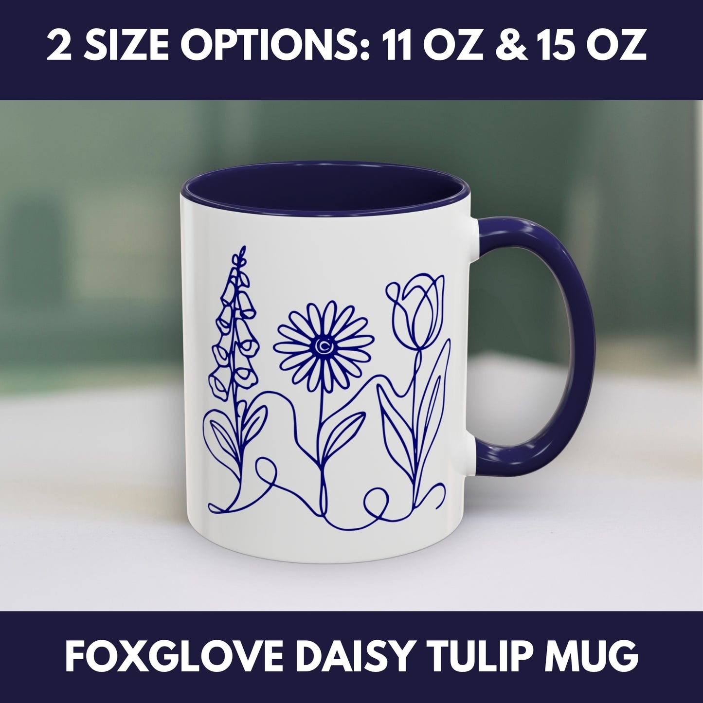 Subtle FDT Flowers Coffee Mug | Foxglove Daisy Tulip Tea Cup