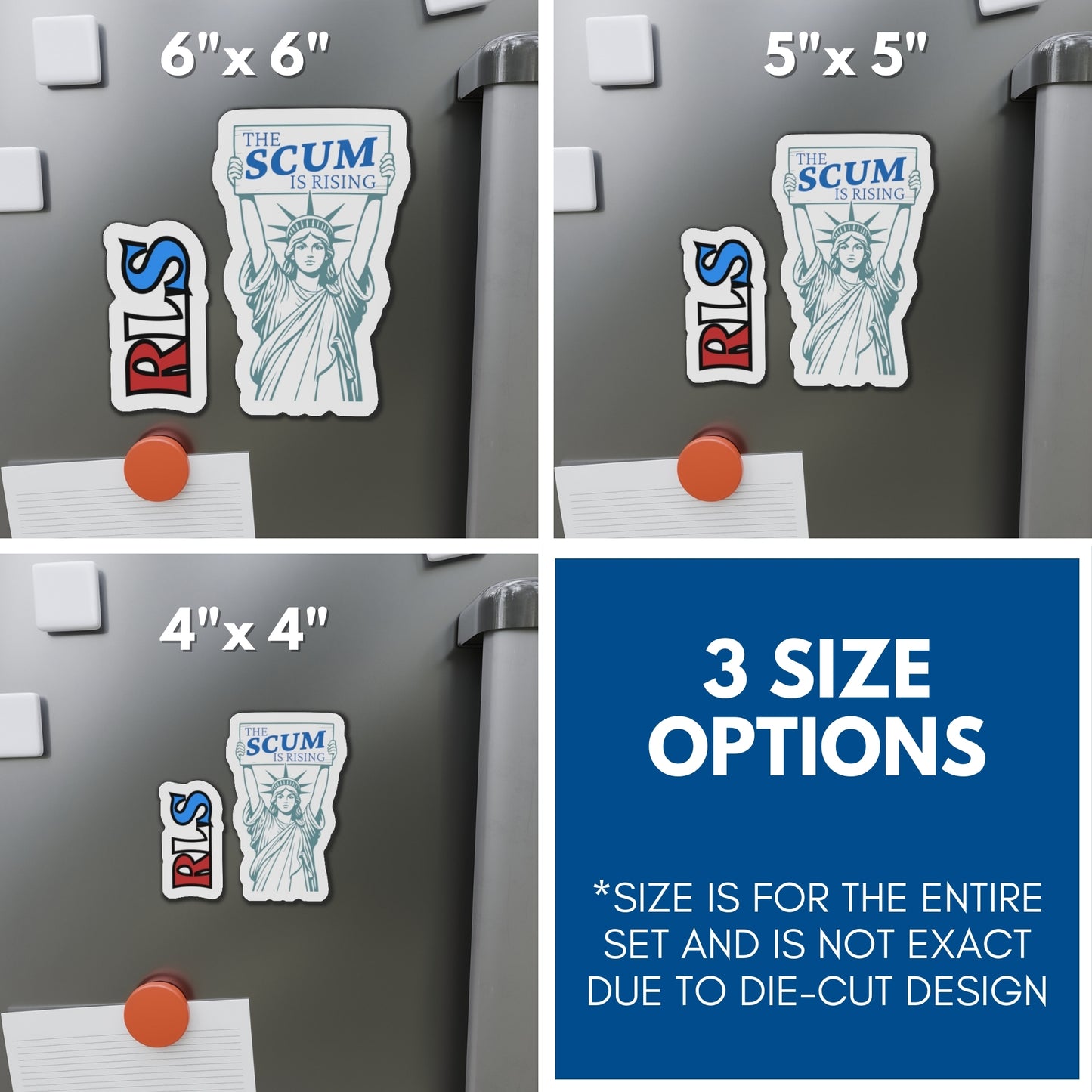 The Scum Is Rising Statue of Liberty RLS Magnet Set | Die-Cut Vinyl Car Magnets