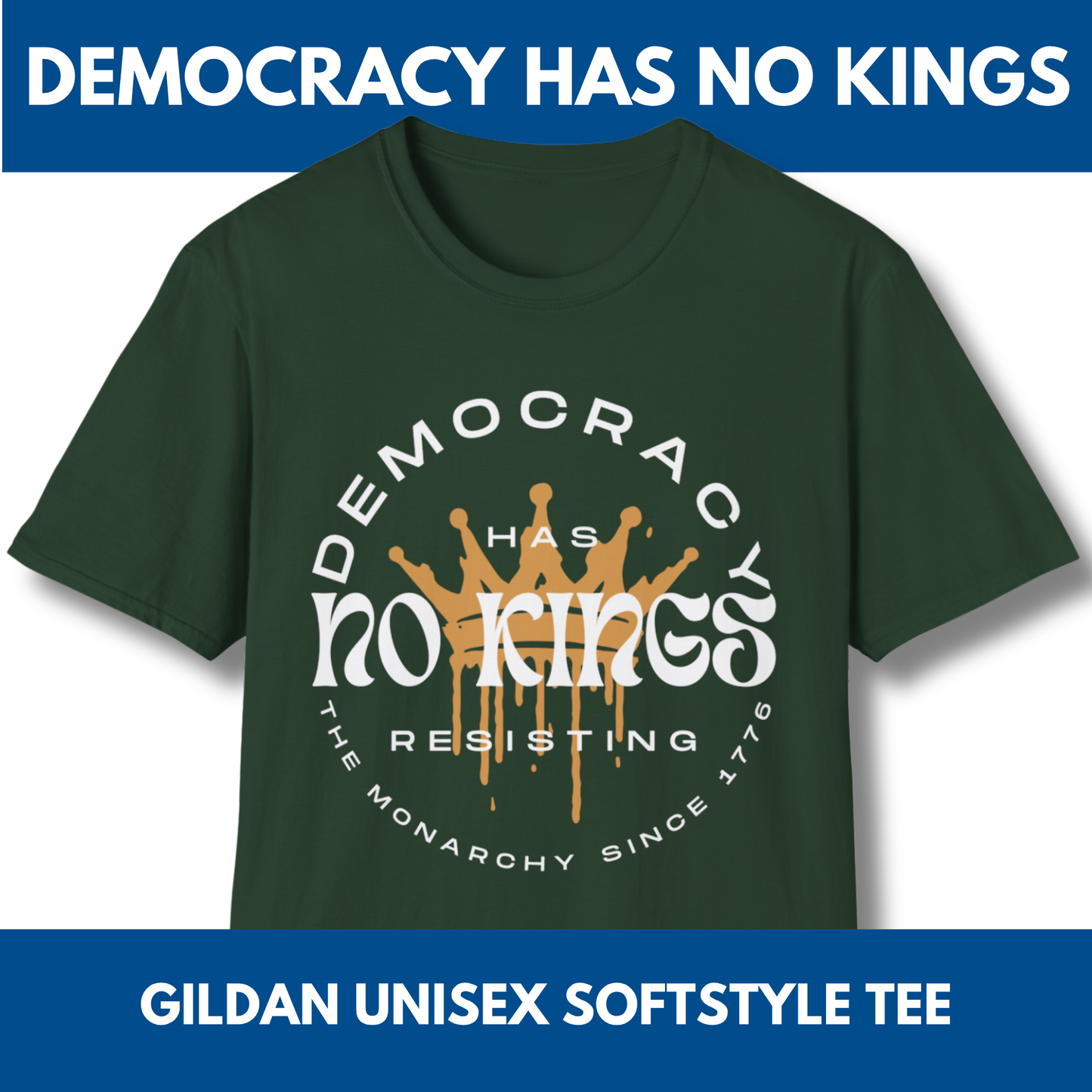 No Kings Protest T-Shirt | Patriotic Activist Apparel, Democratic Activism Rally Graphic Tee (Unisex)