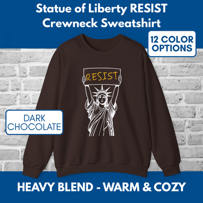 Resist Statue of Liberty Sweatshirt | Unisex Crewneck, Heavy Blend, Political Activist Protest Top (12 Colors)