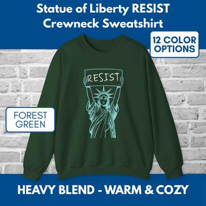 Resist Statue of Liberty Sweatshirt | Unisex Crewneck, Heavy Blend, Political Activist Protest Top (12 Colors)