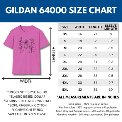 Foxglove Daisy Tulip Heather Graphic Tee | Subtle FDT Political Activist Unisex T-Shirt (15 Heather Colors)