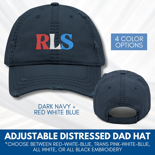 RLS Radical Left Scum Embroidered Baseball Cap | Distressed Dad Hat, Progressive Leftist Red White Blue
