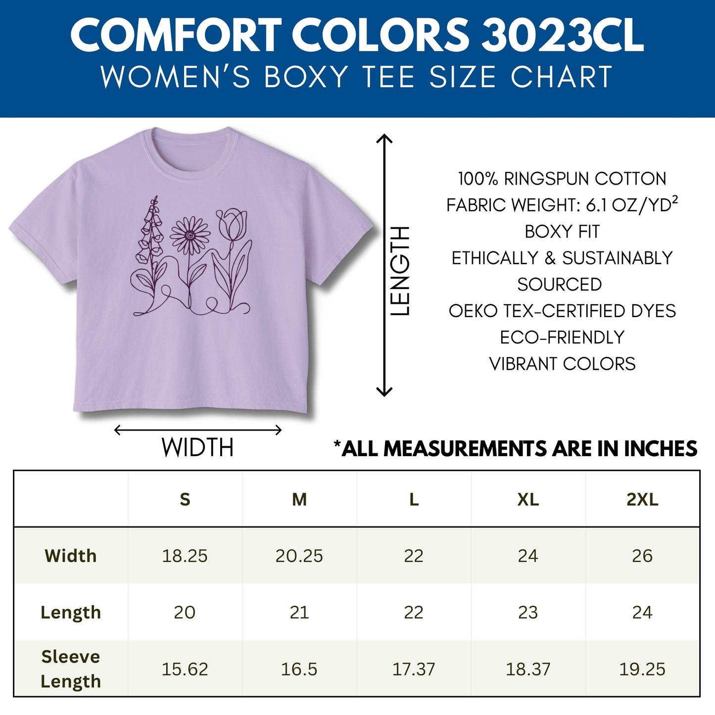 Subtle FDT Flowers Women's Boxy Tee | Foxglove Daisy Tulip, No Words Anti-Trump Shirt