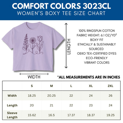 Subtle FDT Flowers Women's Boxy Tee | Foxglove Daisy Tulip, No Words Anti-Trump Shirt