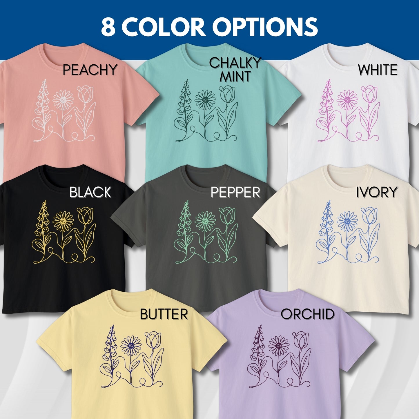 Subtle FDT Flowers Women's Boxy Tee | Foxglove Daisy Tulip, No Words Anti-Trump Shirt