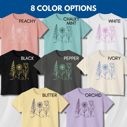 Subtle FDT Flowers Women's Boxy Tee | Foxglove Daisy Tulip, No Words Anti-Trump Shirt