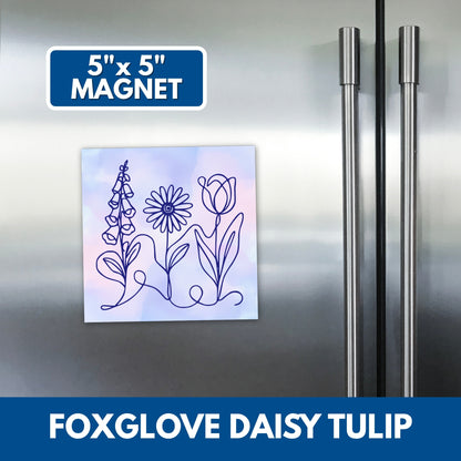 Subtle FDT Foxglove Daisy Tulip Square Car Magnet | Political Activism Car Decor