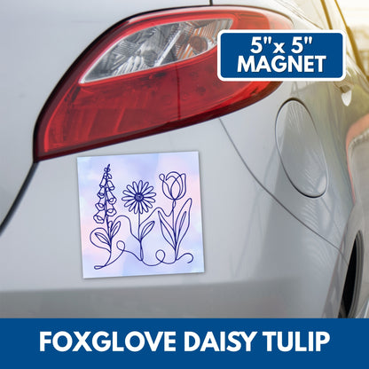 Subtle FDT Foxglove Daisy Tulip Square Car Magnet | Political Activism Car Decor