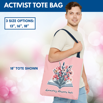 Floral Book Bouquet Library Bag | Reusable Tote - Floral Foxglove Daisy Tulip