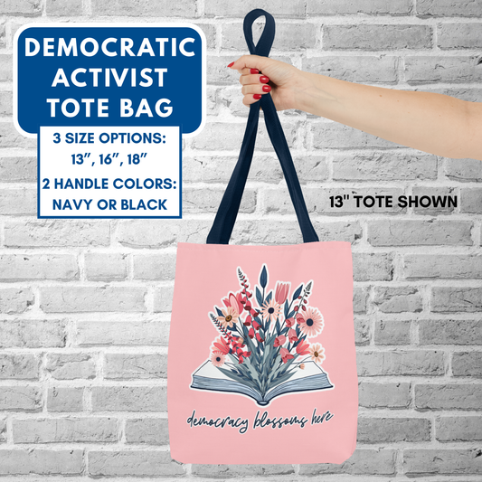Floral Book Bouquet Library Bag | Reusable Tote - Floral Foxglove Daisy Tulip